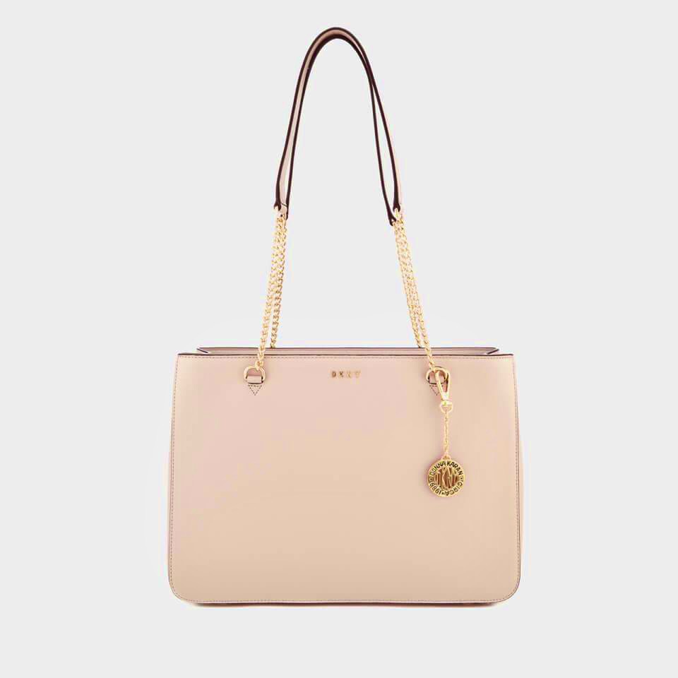 Dkny Donna Karan Mujer Marrn Bryant Park Tan With Gold Tone Chain